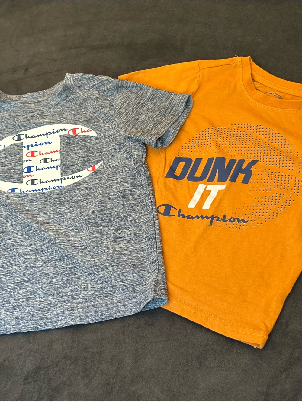 Champion Kids Short Sleeve Tee Set - Orange & Heather Blue Graphic Tees